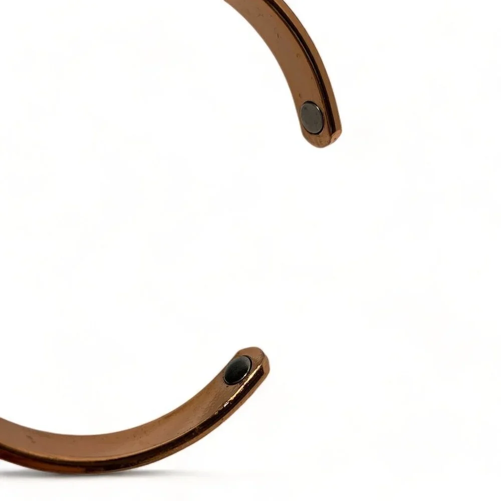 Slim Solid Copper Bangle With Pressure Points For Healing Therapy 2.5